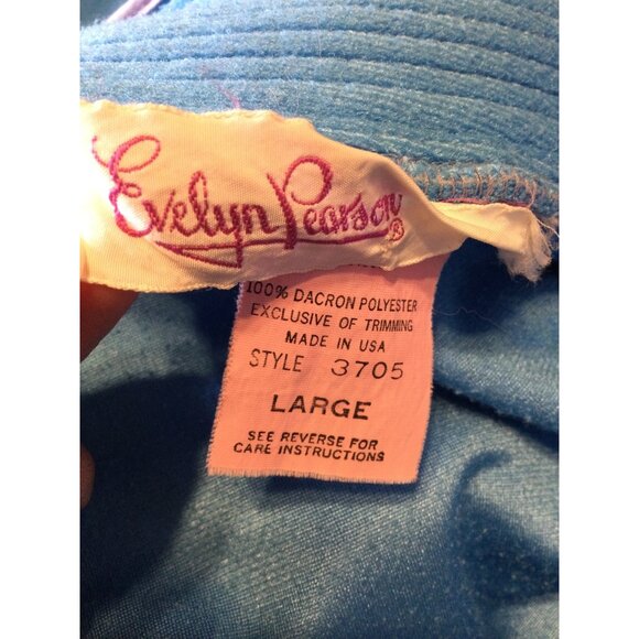 Vintage Evelyn Pearson Womens Velour Pearl Snap Robe Blue Size L Housecoat - Picture 6 of 9